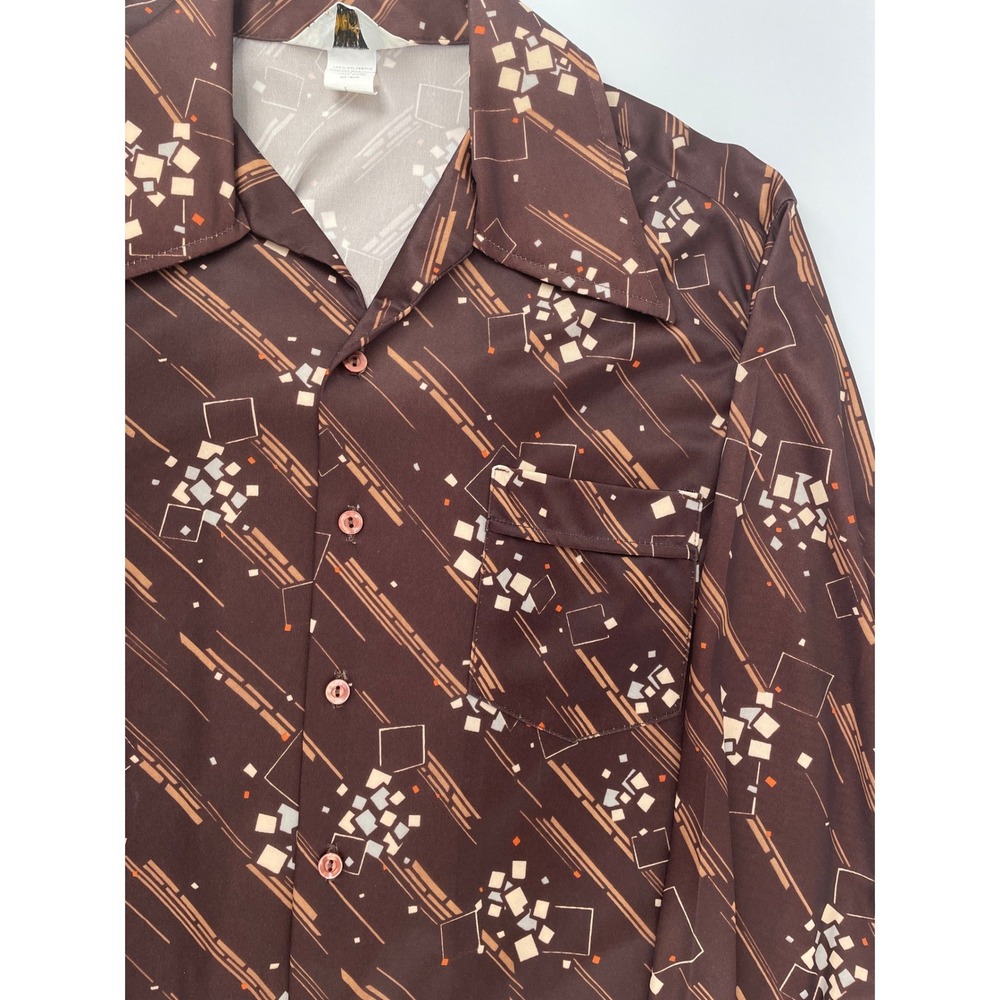 Vintage Kingsmen California Button Up Shirt Mens Large Brown Vintage 70s Disco View 3
